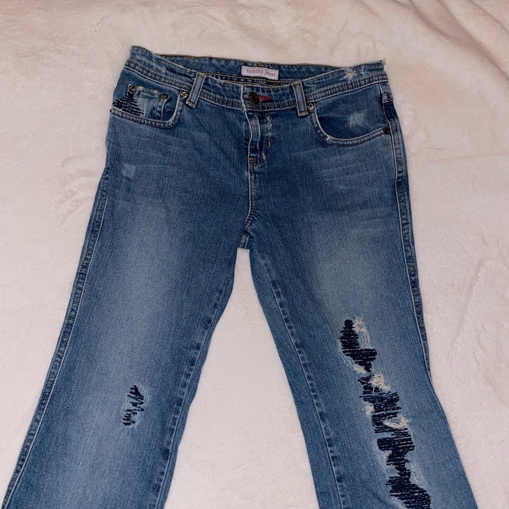 Tommy Hilfiger Blue Distressed Flare Jeans